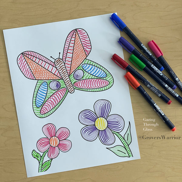 Butterfly and Flowers Calligraphy Drills
