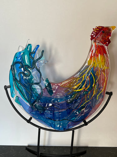 I Am Rooster Hear Me Crow in glass