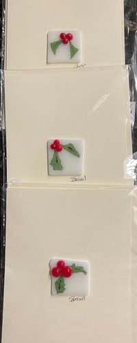 Fused Glass Holly and Berry Notecard