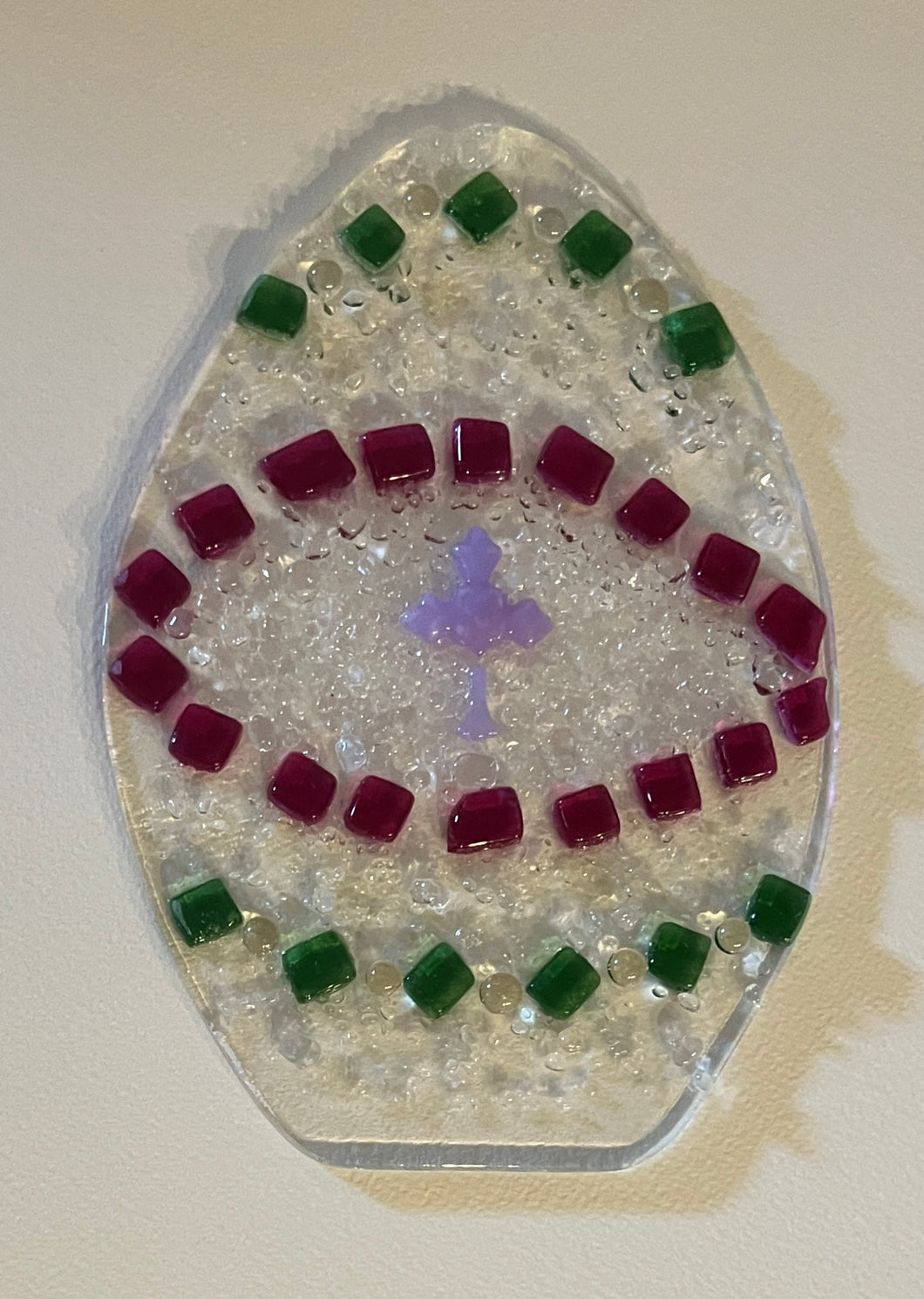Glass Cross Easter Egg Panel w/o light