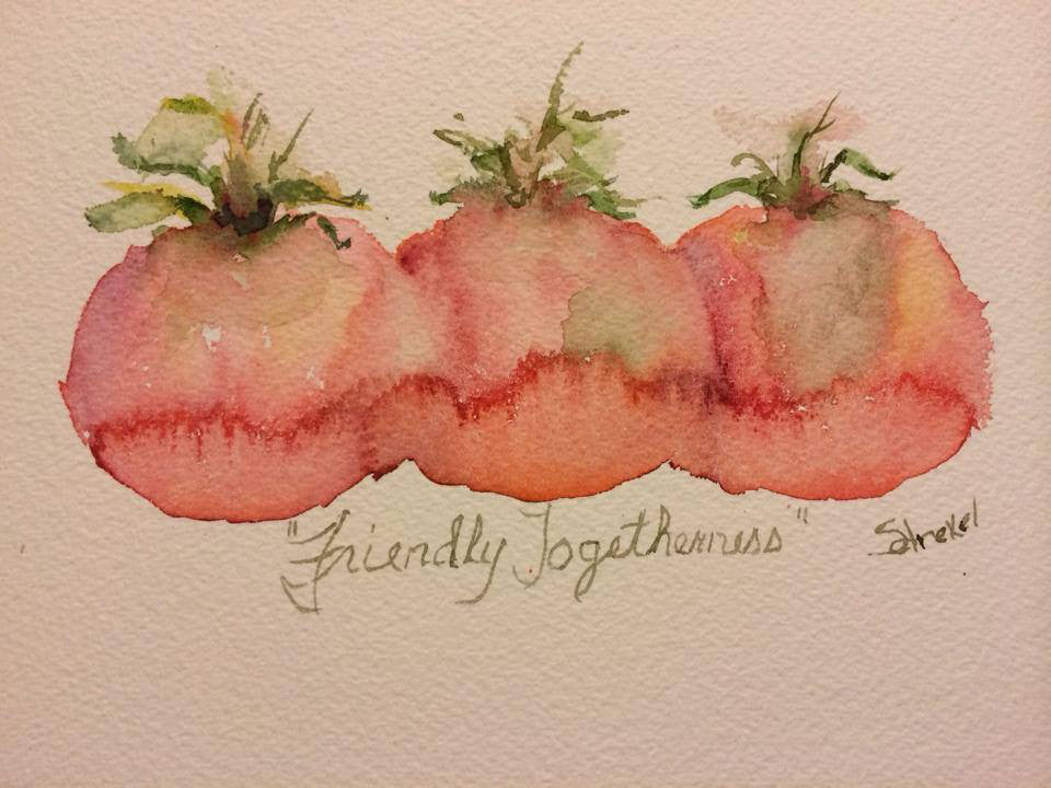 Watercolor Friendly Togetherness inspired by Jean Haines-