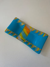 Cyan Mixture of Handmade Glass Origami Dish