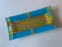 Cyan Mixture of Handmade Glass Origami Dish