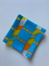 Cyan Mixture of Handmade Glass Origami Dish