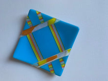 Cyan Mixture of Handmade Glass Origami Dish