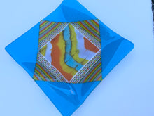 Cyan Mixture of Handmade Glass Origami Dish