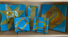 Cyan Mixture of Handmade Glass Origami Dish