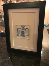 5" x 7" Blank Greeting Cards with fused glass Pewter/Blue design