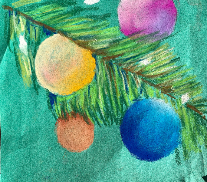 Free Art For All - Christmas Ornaments in Chalk and Watercolor