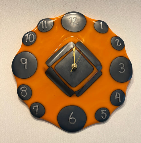 Steel Blue on Orange Clock