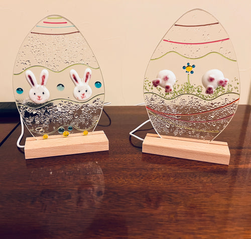 Bunny Heads on an Egg with LED light stand