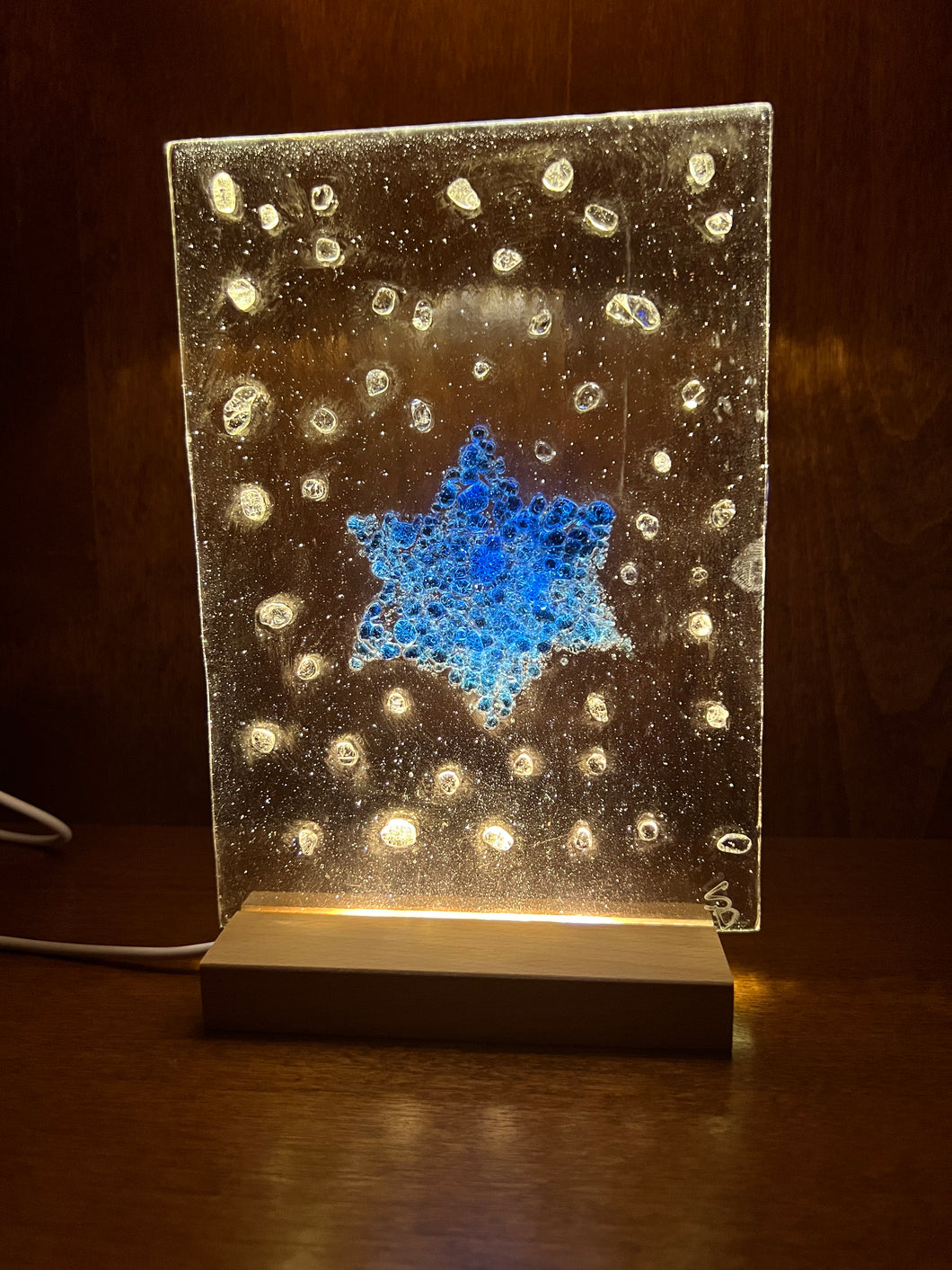 Star of David Frit Star Panel with LED Light Bar