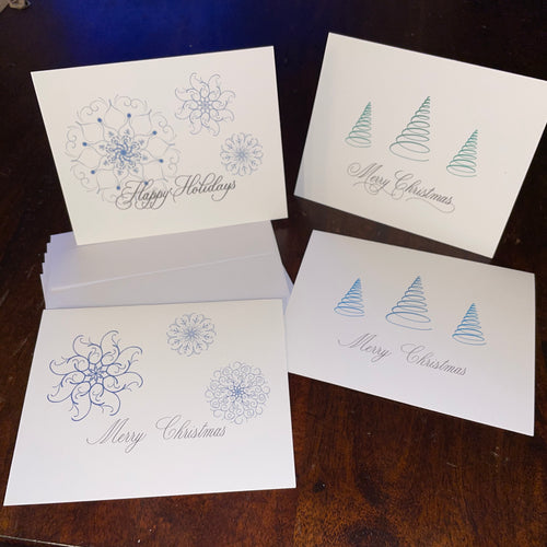 Blank Holiday Calligraphy Cards Assorted 5 pack