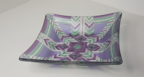 Lavender & Emerald Square Bowl - 9.5