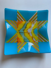 Cyan Mixture of Handmade Glass Origami Dish