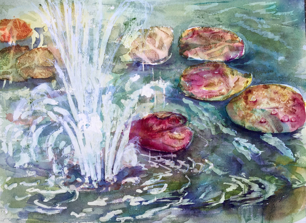 Lily Pads in the Fountain, Framed Art