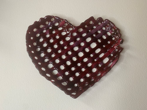 Open Weave Heart In Cranberry