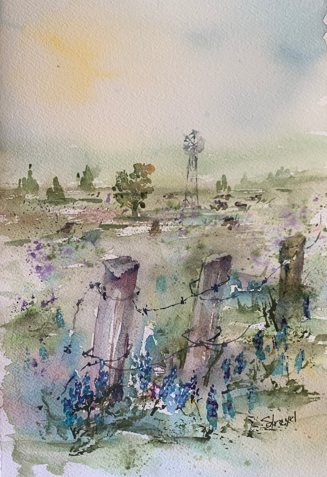 The Fencepost in Watercolor, Framed Art