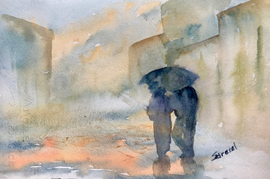 Silhouettes in the Rain, Framed Art