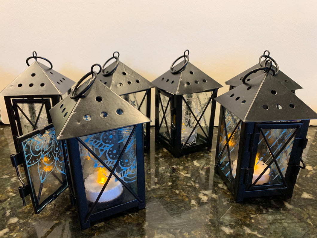 Small Lantern with decorative fused gass panes